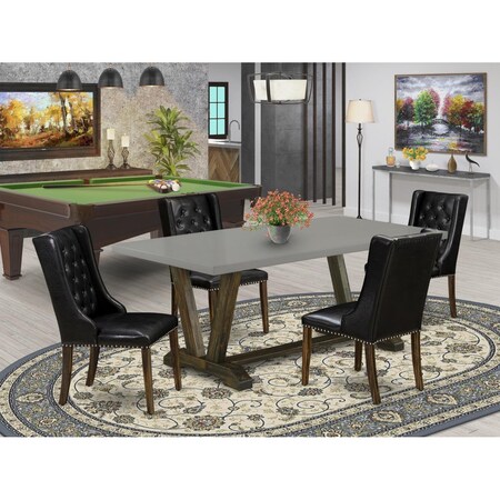 East West Furniture 5 Piece V-Style Dinette Set - Distressed Jacobean V797FO749-5